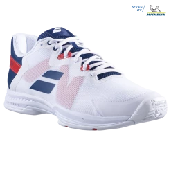Cheapest 🌟 Babolat SFX3 All Court Men White/Estate Blue ❤️ -Deals Tennis Store 30S20529 SFX3 AC M 1005 4 3 4