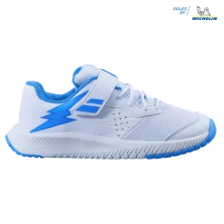 Cheapest โ๏ธ Babolat Pulsion All Court Kid Velcro White/Blue ๐